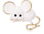Broche -  hvid mus, guld